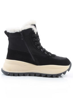 04-PAML05-1Z BLACK Ботинки зимние женские (натуральная замша, 100% шерсть, натуральный мех)