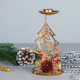Подсвечник новогодний Елка 16 см / SF2023-145 /уп 240/ - ГалеонТрейд фото 4