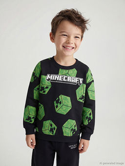 Minecraft Bask?l? Erkek ?ocuk Sweatshirt