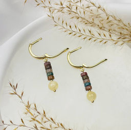 Серьги из океанической Яшмы и Селенита