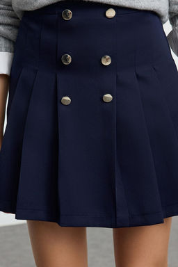 TRENDYOLMILLA Siyah Dugme Detayl? Yuksek Bel Pileli Mini Dokuma Etek TWOAW22ET0243 фото 4