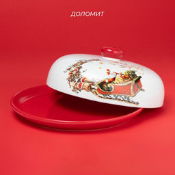 Блинница новогодняя Доляна Сани Деда Мороза, d=23 см, доломит, белая фото 14