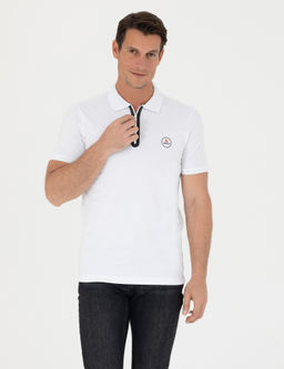 Beyaz Slim Fit Polo Yaka T-Shirt
