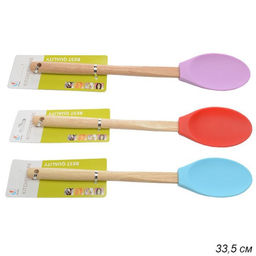 Ложка силиконовая 33 см с деревянной ручкой/ Y-106 /уп 60/240/