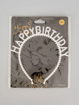 Цена за 2 шт. Ободок "Happy birthday" жемчужный