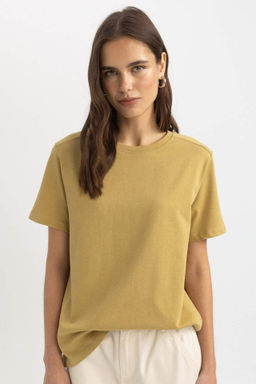 Regular Fit Bisiklet Yaka Premium Basic Duz K?sa Kollu Tisort - Defacto фото 5