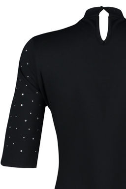 TRENDYOLMILLA Siyah Tas Detayl? Skater/Belden Ac?lan K?sa Kollu Mini Orme Kalem Elbise TWOAW24EL00395  фото 7