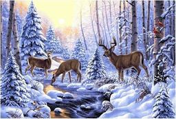 Костромской заповедник олени- гобеленовая картина 35х57 см - Гобеленглавснаб фото 2