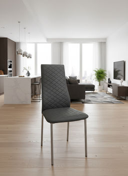 Стул "Бостон" (Стеганный) к\з серый н.хром