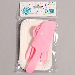 Цена за 4 шт. Посуда одноразовая, 6 шт., розовый