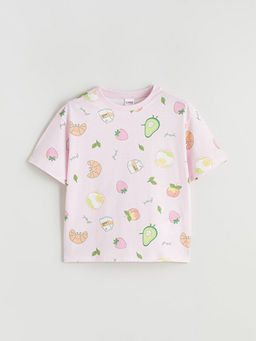 Bisiklet Yaka Bask?l? K?z ?ocuk ?ortlu Pijama Tak?m?