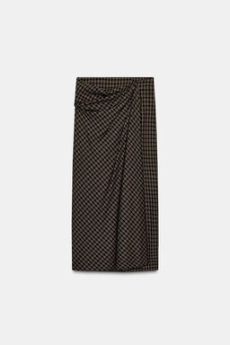 ZW COLLECTION DRAPED CHECK SKIRT - Zara фото 5
