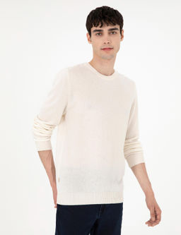 Ekru Slim Fit Bisiklet Yaka Ka_mir Triko Kazak - Pierre cardin фото 3