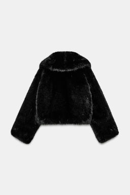 SHORT FAUX FUR COAT WITH LAPEL COLLAR - Zara фото 19
