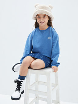 Bisiklet Yaka Bask?l? Uzun Kollu K?z ?ocuk Sweatshirt - Waikiki фото 3