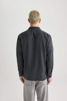 Рубашка из тенселя с длинным рукавом стандартного кроя - Defacto фото 6