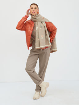 Большой, мягкий, теплый двусторонний палантин с принтом. - Tantino фото 4