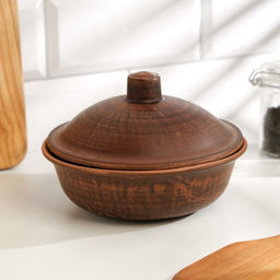 Форма для запекания с крышкой, 550 мл., 16×11 см, красная глина