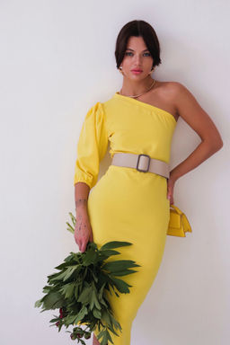Асимметричное платье лимонное - Martichelli фото 20