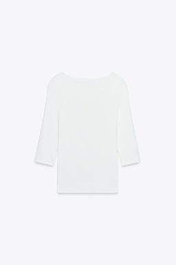 COTTON BOAT NECK T-SHIRT - Zara фото 24