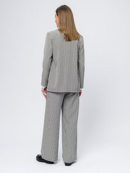 Жакет черный в мелкую клетку удлиненный с отложным воротником - 1001dress фото 4