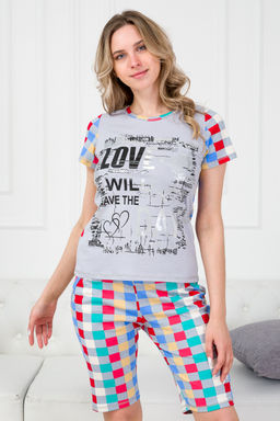 Пижама женская из футболки и бридж из интерлока серый - Амадэль фото 15