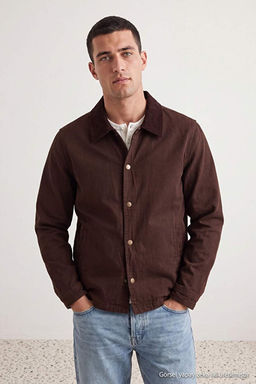 Koyu Kahverengi Cepli _n_ D__meli Regular Erkek Denim Ceket TMNAW27CE00005 - Trendyolmilla фото 2
