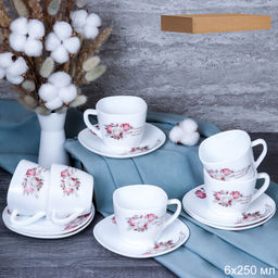 Чайный набор 12 предметов 250 мл квадратная / FXB220/FBD220-6A (6916) /уп 8/ серия Чайная роза - Галеонтрейд фото 6