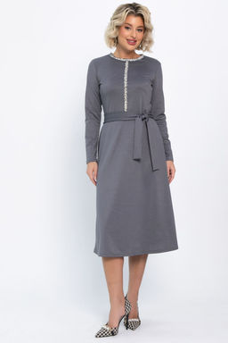 Платье трикотажное Парижанка (серое) П14786-10М