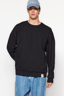 Siyah-Gri Melanj 2li Paket Oversize/Geni_ Kesim __i Polar/S_cak Tutan Sweatshirt TMNAW24SW00001 - Trendyolmilla фото 2