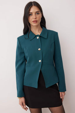 Petrol Dugme Aksesuarl? Dokuma Ceket TWOAW26CE00063