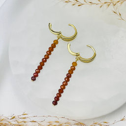 Серьги длинные из Граната Спессартин Градиент - Радуга самоцветов фото 3