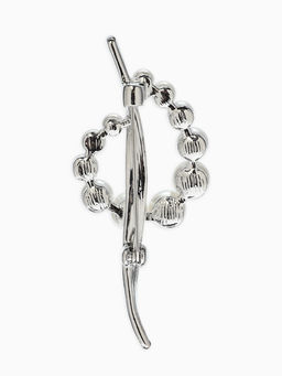 Брошь «Дуга с жемчугом», белая в серебре