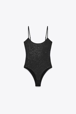 POLYAMIDE BODYSUIT WITH RHINESTONES - Zara фото 7