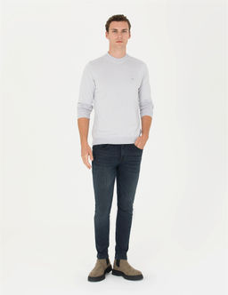Krem Melanj Slim Fit Yar_m Bal_k__ Yaka Basic Triko Kazak - Pierre cardin фото 4