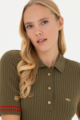 Женское трикотажное платье цвета хаки - U.s. polo assn фото 3