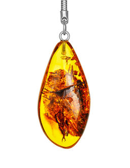 Сувенир-брелок с натуральным янтарем природной формы с красивой текстурой