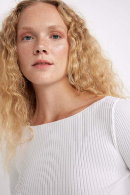 Облегающий свитер с вырезом лодочка - Defacto фото 4