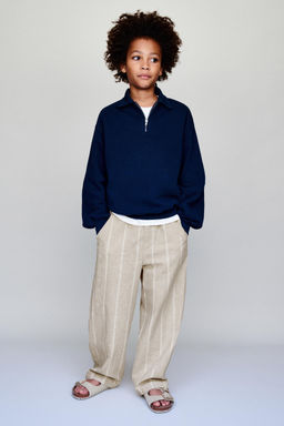 PANTAL?N RAYAS ALGOD?N LINO / Marr?n claro