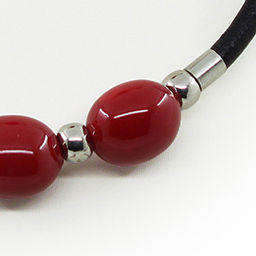 Колье и браслет майорка красная, овальные 16х20мм на кожанной веревке, короткое 50см - Agat77 фото 2