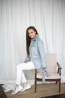 Дублёнка женская демисезонная 22565 (голубой) - Kankan фото 3