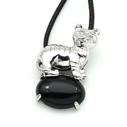 Подвеска с агатом черным Тигр 23*32мм