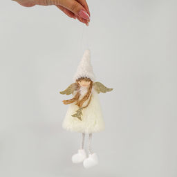 Цена за 9 шт. Ёлочное украшение кукла Фея, белая - Milo toys фото 5