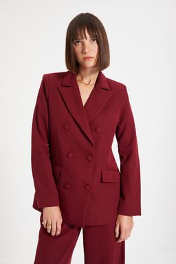 Bordo Regular Astarl? Dokuma Blazer Ceket TWOSS21CE0137