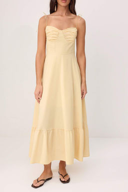 TRENDYOLMILLA Beyaz Drape Detayl? Dokuma Maxi Elbise TWOSS24EL01128  фото 31