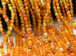 Бусины из агата тонированного шарик 6мм цв.оранжевый, 37см, 62 бусины Радуга камня