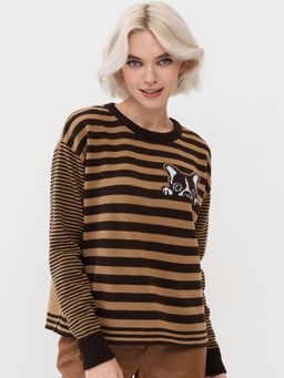 Джемпер женский 7232-40226. 5800363/5300521/501 горький шоколад/ристретто/белый - Vay фото 3