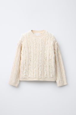 CABLE-KNIT TULLE SWEATER