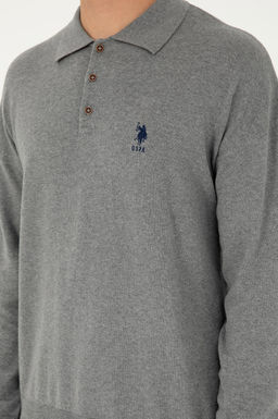 Erkek Gri Melanj Basic Kazak - U.s. polo assn фото 5