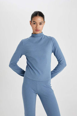 DeFactoFit Футболка узкого кроя с высоким воротником и длинными рукавами  фото 7